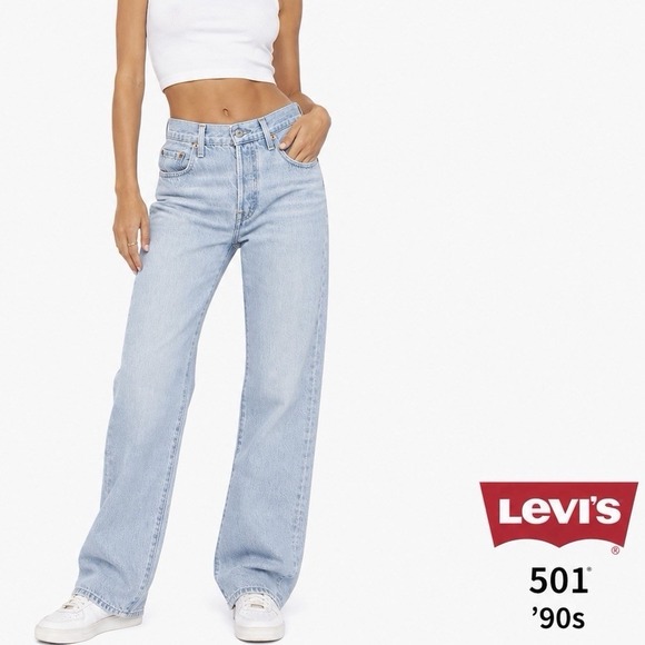 Levi's Denim - Levi's Premium 501 '90s Jeans Women's 24/30 Light Wash Straight Leg Denim Pants